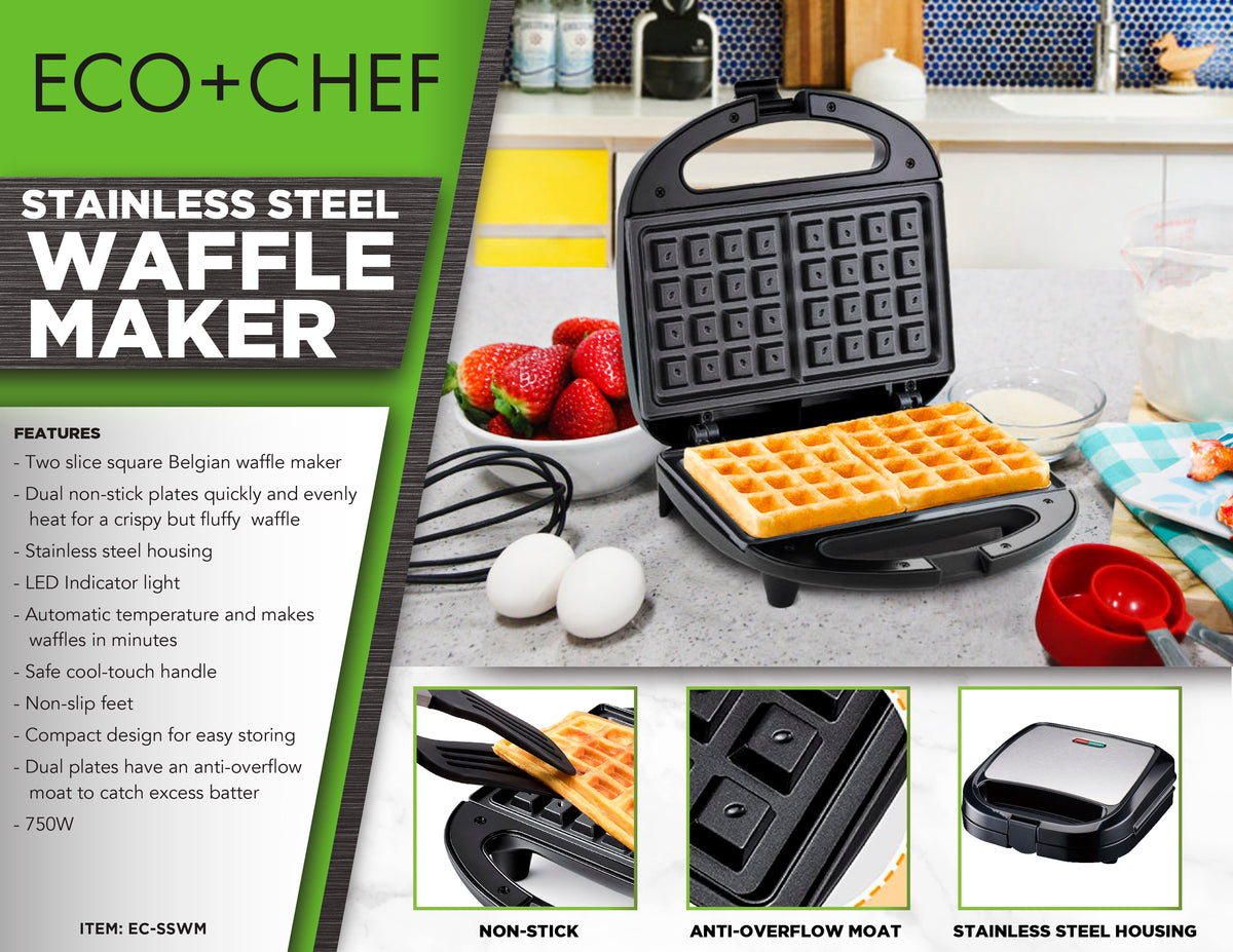 Stainless Steel Waffle Maker – Eco + Chef Kitchen