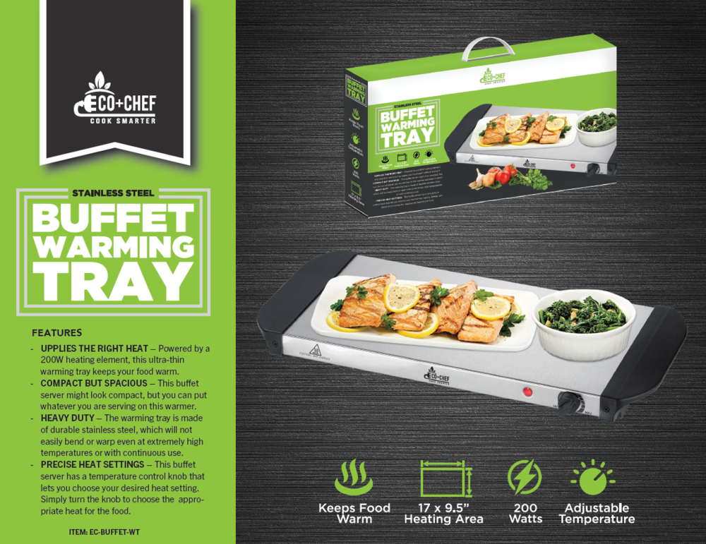 2 in 1 Electric Buffet Server with Triple Food Warming Trays for