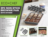 3-Piece Non-Stick Brownie Pan with Divider - Small