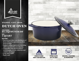 Enameled Cast Iron 5 Quart Dutch Oven with Lid - Blue