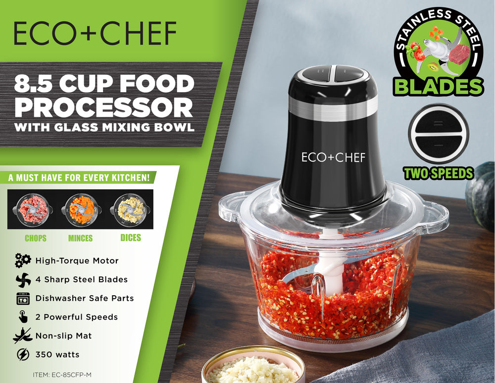 Eco Chef 3 Cup 2 Speed Food Processor (Chop Grind Emulsify Purée) NEW
