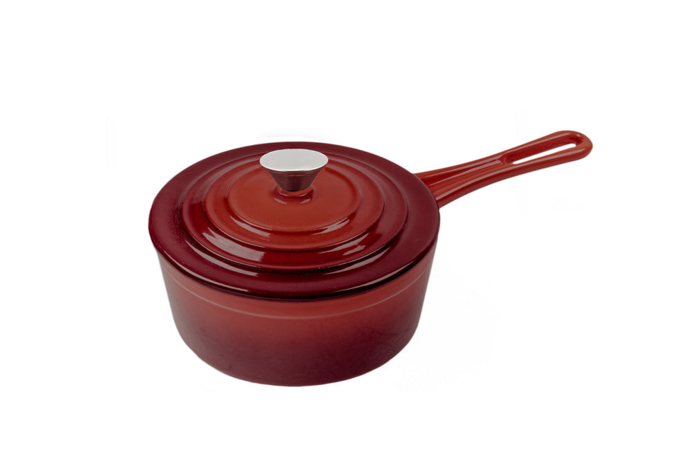 Enameled Cast Iron Quart Sauce Pan with Lid Red – Eco Chef