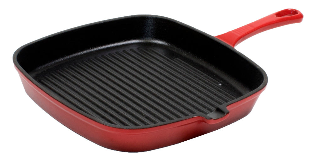 Enameled Cast Iron 9 Grill Pan - Red – Eco + Chef Kitchen