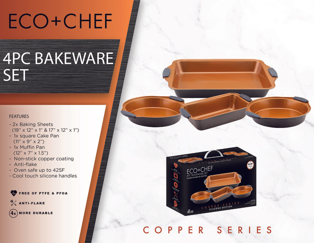 Copper Series 4-Piece Non-Stick Bakeware Set – Eco + Chef Kitchen