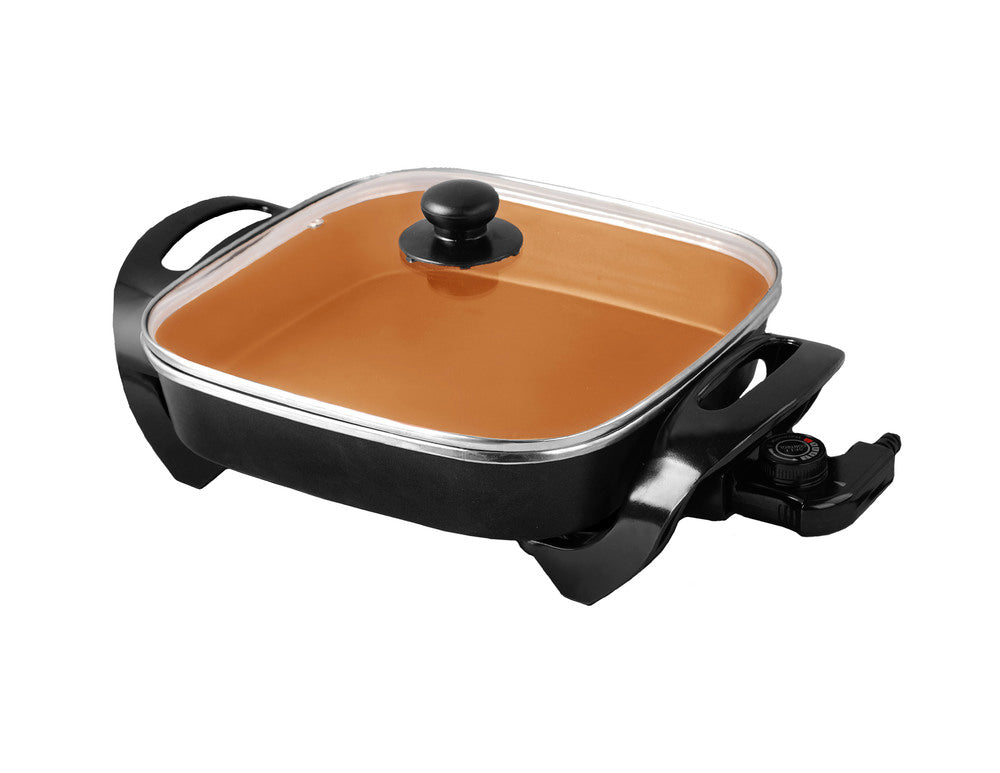 Copper Chef 12 Electric Skillet Steamer Frying Glass Lid as Seen on TV  1200w for sale online