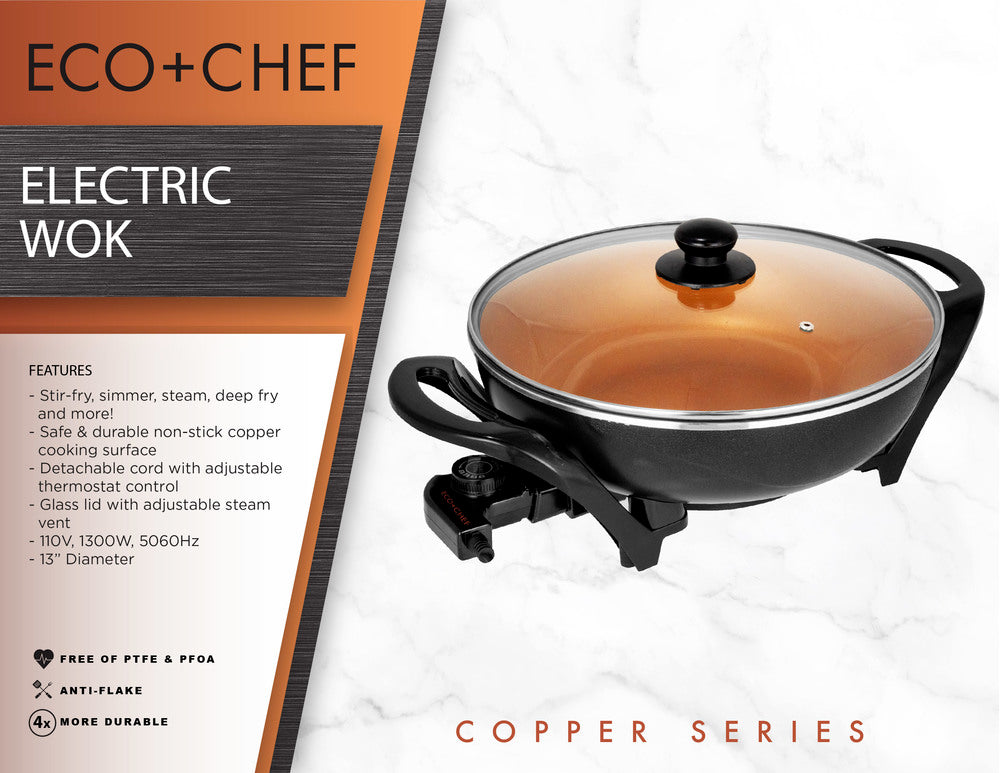 Copper Series Electric Wok with Lid – Eco + Chef Kitchen