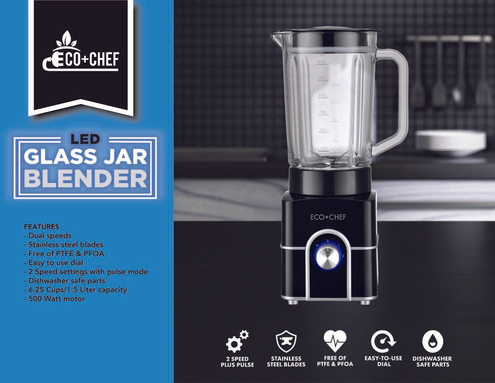 New Zealand udvikle Måned 1.5 Liter LED Glass Jar Blender – Eco + Chef Kitchen