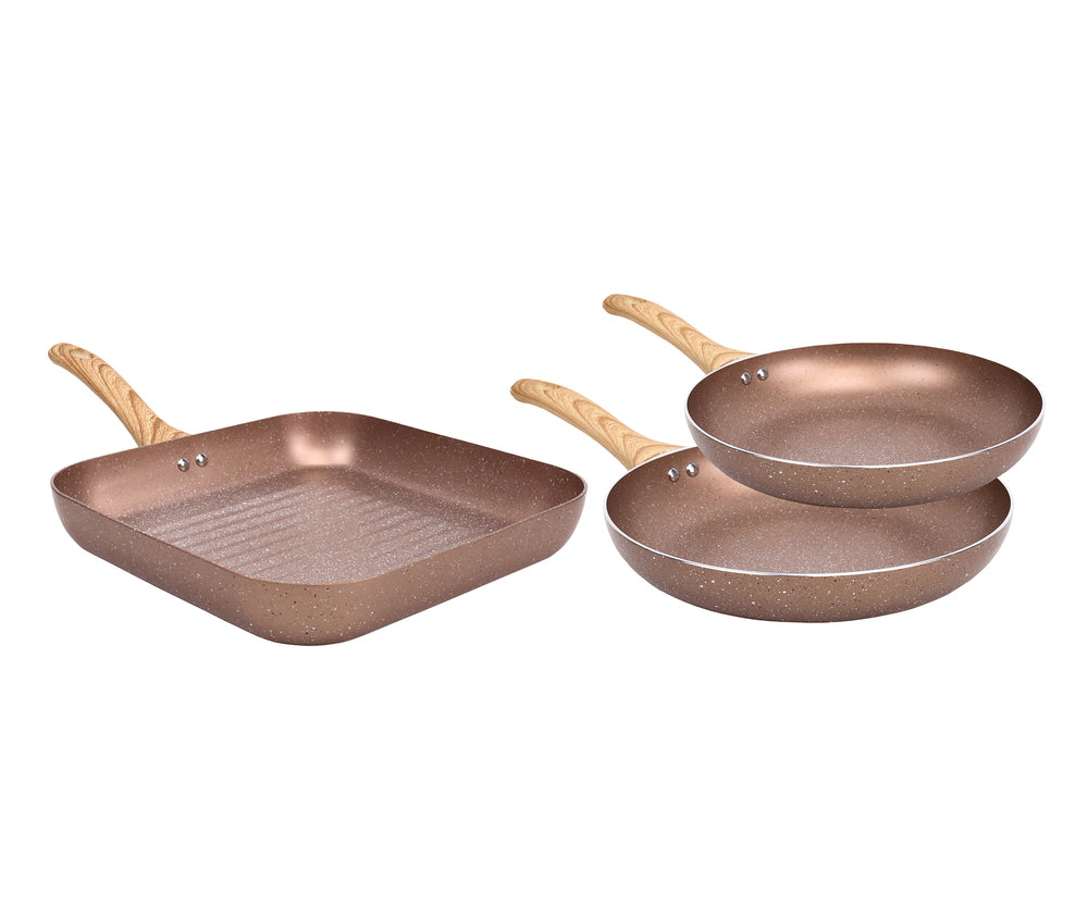 3pc Frypan Set, Frying pan, Marble stone, Non-stick, Induction, cookware  set