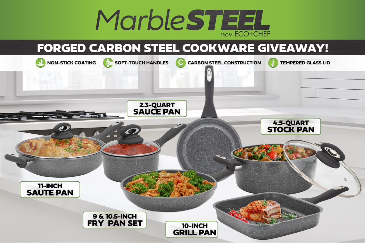 MarbleSteel Forged Carbon Steel 2-Piece Non-Stick Fry Pan Set (9