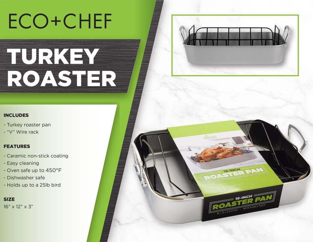 Oven roaster with non-stick rack