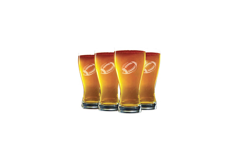 Set of 4 Football Themed Pint Beer Glasses