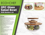 2-Piece Glass Salad Bowl with Bamboo Lid