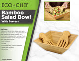 Bamboo Salad Bowl with Servers