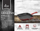 Enameled Cast Iron 9" Grill Pan - Red