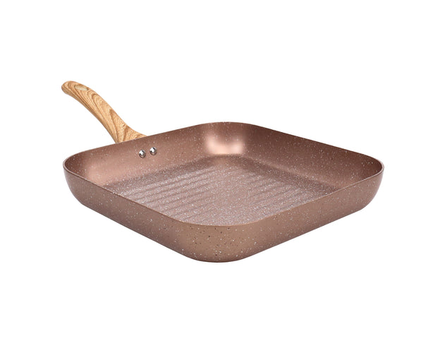 Eco+Chef Marble Steel 10 Inch Grill Pan Non Stick Carbon Steel