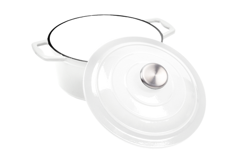 Enameled Cast Iron 3 Quart Dutch Oven with Lid - White